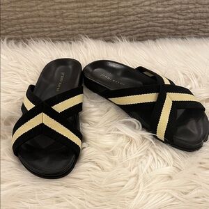Jenni Kayne Black and Cream Crisscross Sandals